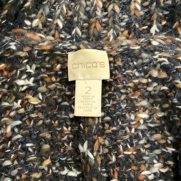 Chico's Soft Chunky Knit Fringe Open Front Cardigan Multicolor Size 12 (Ch… - Picture 5 of 12